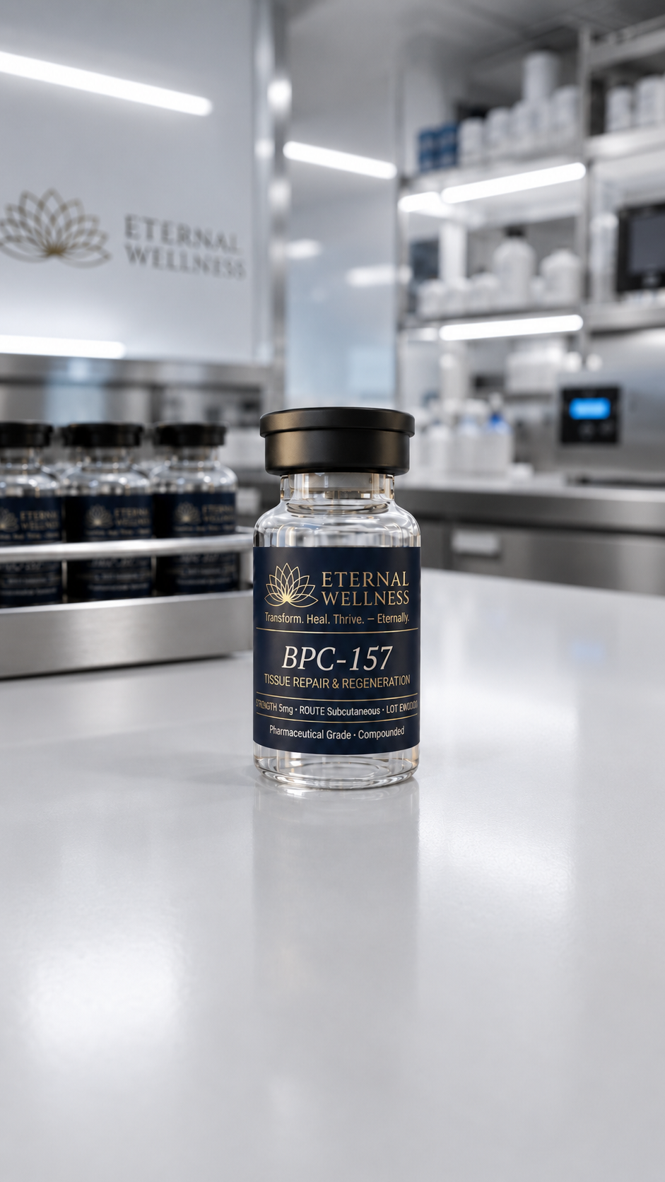 Pharmaceutical-grade BPC-157 peptide vial — Eternal Wellness Center