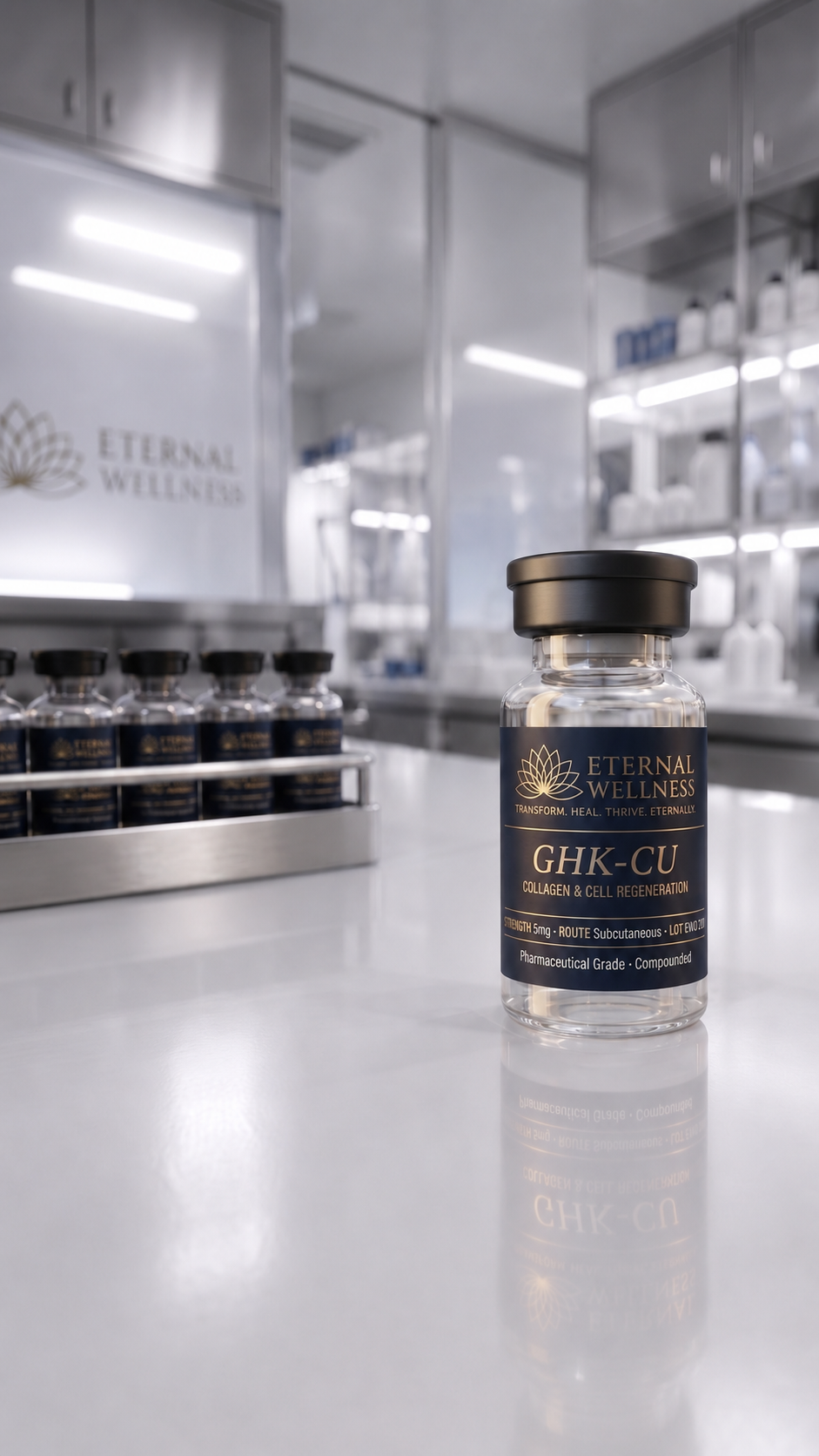 Pharmaceutical-grade GHK-Cu peptide vial — Eternal Wellness Center