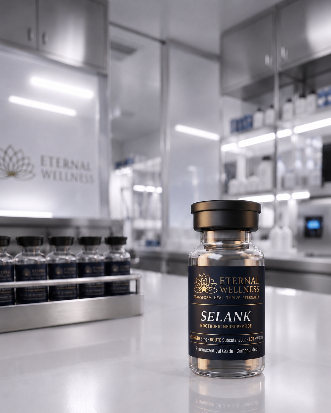 Selank vial in the Eternal Wellness laboratory